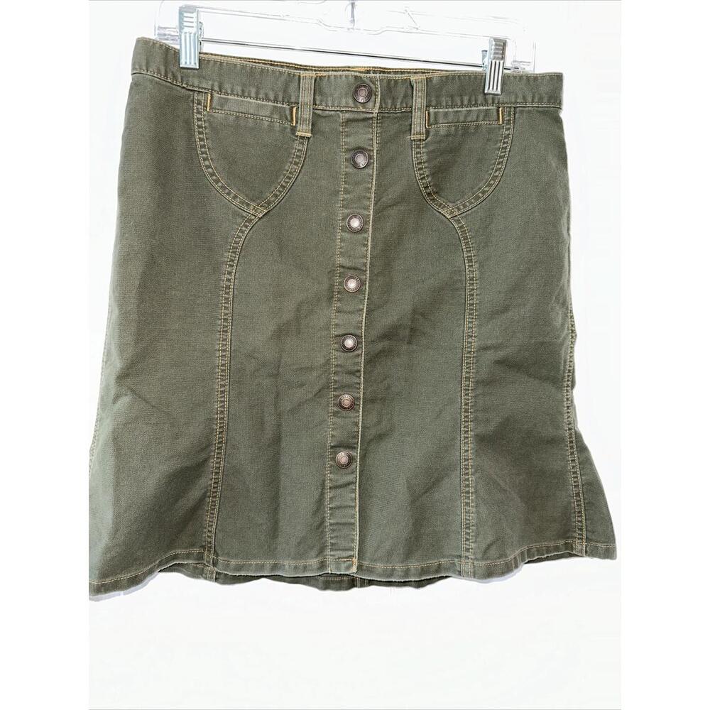 Abercrombie & Fitch Y2K Women's SZ 6 Cotton Skirt Short Olive Snap Button